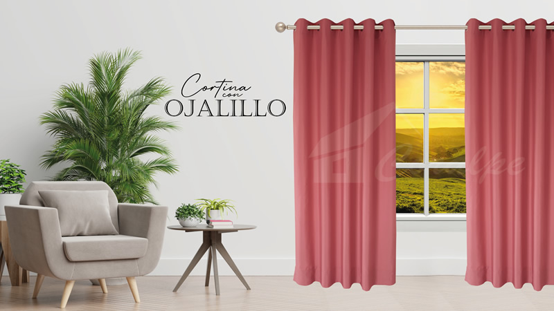 Rosewood aluminum eyelet curtains