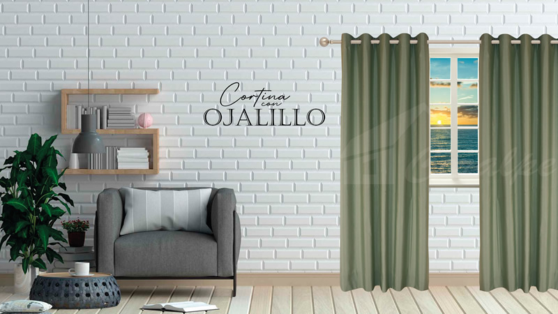 Steel green aluminum eyelet curtains