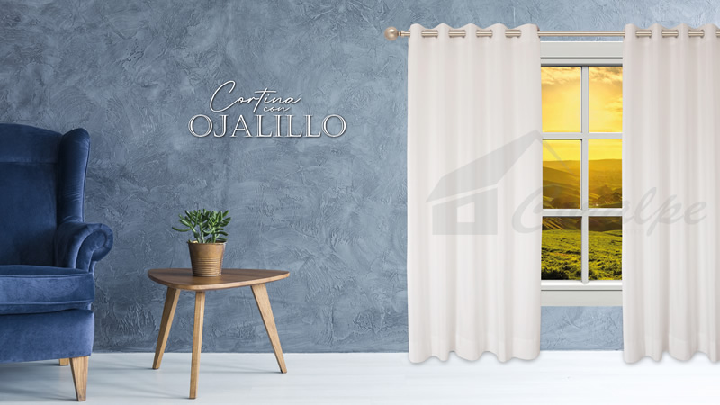 White aluminum eyelet curtains