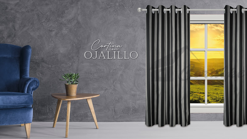 Striped Jacquard Aluminum Eyelet Curtains