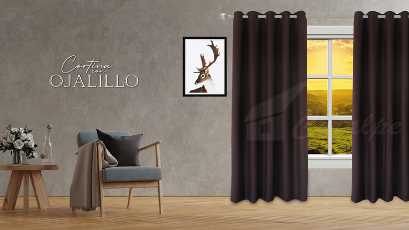 Rustic brown aluminum eyelet curtains