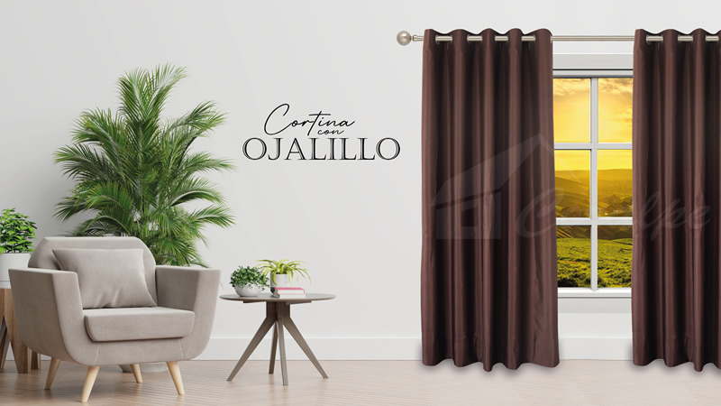 Brown aluminum eyelet curtains