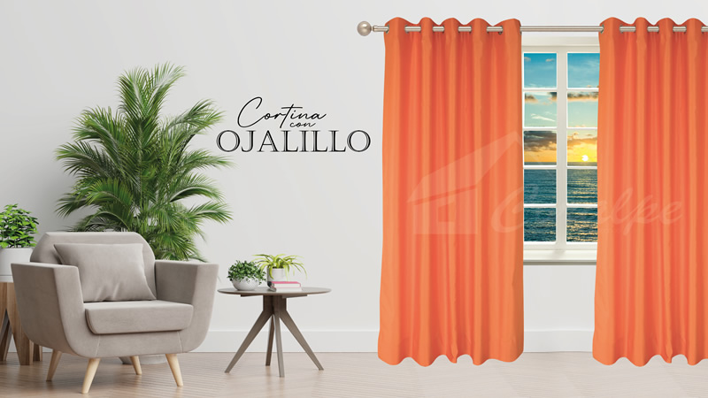 Orange Aluminum Eyelet Curtains 